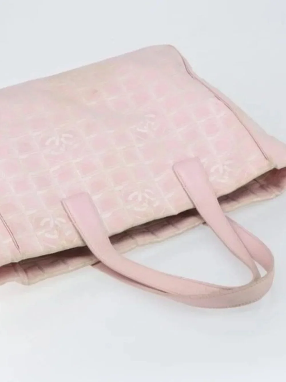 CHANEL New Travel Line Tote Bag Nylon Pink Gold CC Auth mr1511